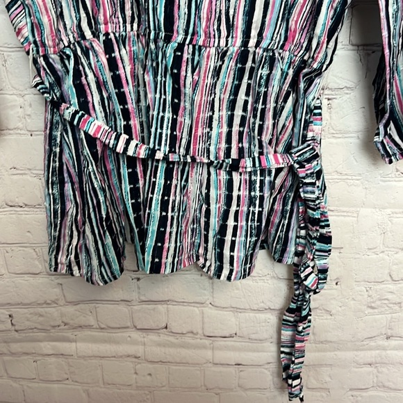 Lane Bryant Faux Wrap Striped Blouse - Picture 7 of 11